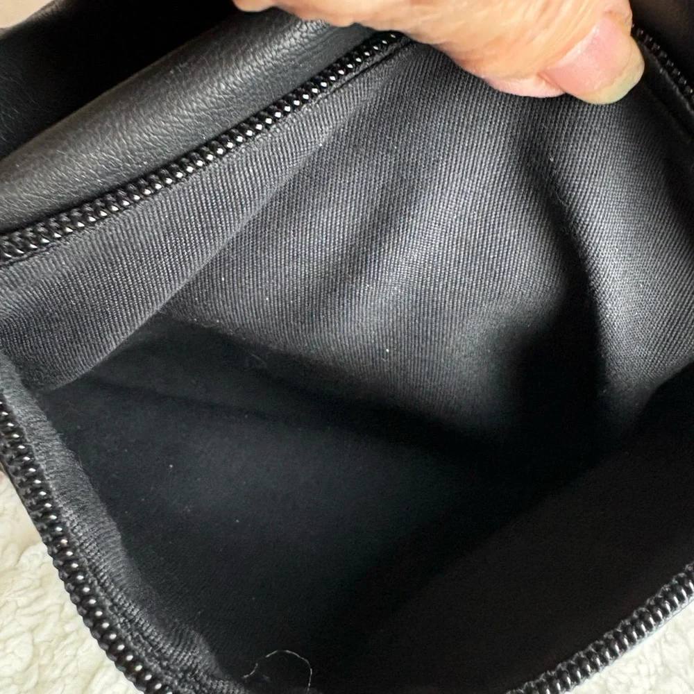 Nine West Black Faux Leather Backpack Women's Adjustable Drawstring Flap Bag